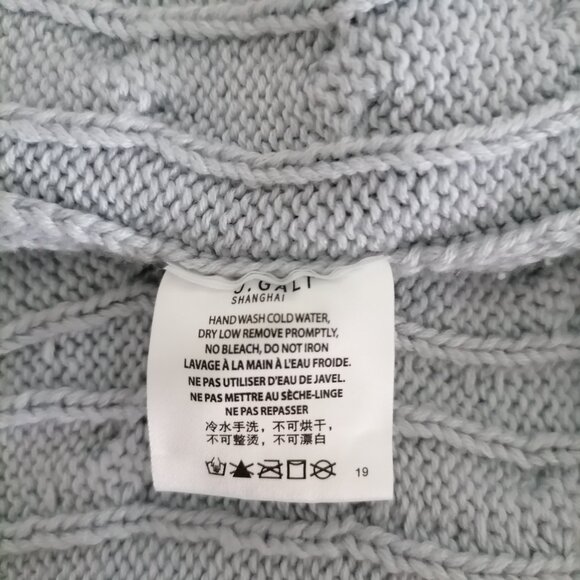 J.Galt Womens Blue Long Sleeve V Neck Cable Knit Pullover Sweater OS - Picture 7 of 7